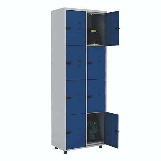 Armário Roupeiro Aço 8 Portas Academia Guarda Volume EA702 Azul Menor preço em Armário Roupeiro Aço 8 Portas Academia Guarda Volume EA702 Azul