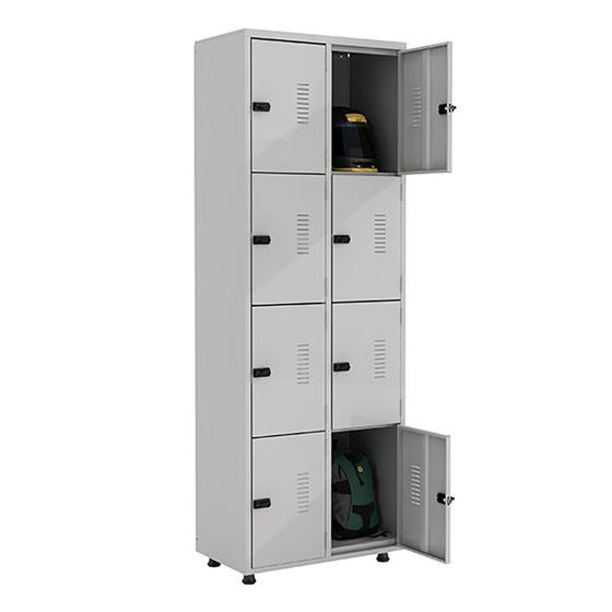 Armário Roupeiro Aço 8 Portas Academia Guarda Volume EA702 Cinza Menor preço em Armário Roupeiro Aço 8 Portas Academia Guarda Volume EA702 Cinza