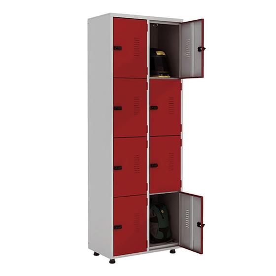 Armário Roupeiro Aço 8 Portas Academia Guarda Volume EA702 Vermelho Menor preço em Armário Roupeiro Aço 8 Portas Academia Guarda Volume EA702 Vermelho