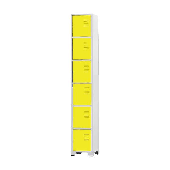 Imagem de Armário Roupeiro De Aço 6 Portas Para Vestiário Academia Locker Amarelo