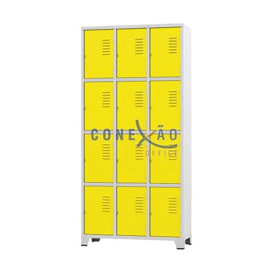 Imagem de Armário Roupeiro De Aço Para Vestiário 12 Portas Locker Amarelo