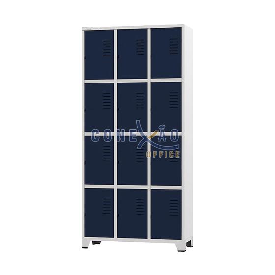 Armário Roupeiro De Aço Para Vestiário 12 Portas Locker Azul Marinho Menor preço em Armário Roupeiro De Aço Para Vestiário 12 Portas Locker Azul Marinho