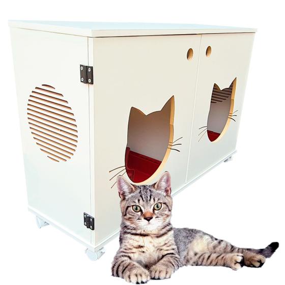 Imagem de Armário Sanitário duplo banheiro gatos  gatil caixa de areia Félix