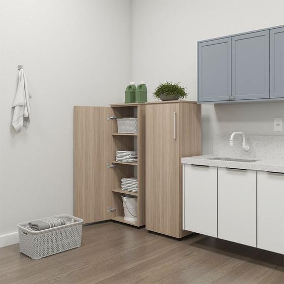 Imagem de Armário sapateira multiuso sp 03 para escritório e lavanderia com 01 porta e 03 prateleiras - drw móveis - amadeirado montana