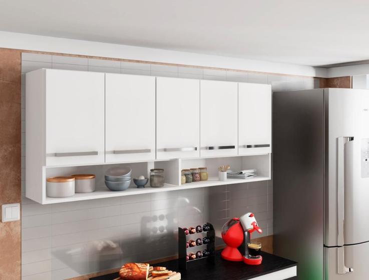 Imagem de Armario Suspenso de Cozinha 5 Portas Branco Casa Moderna