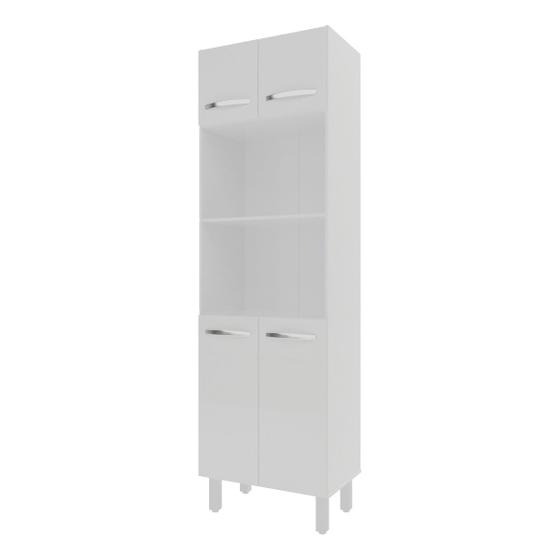 Imagem de Armário Torre Quente Paneleiro de Cozinha 4 Portas e 2 Nichos para Forno e Microondas Luna Branco