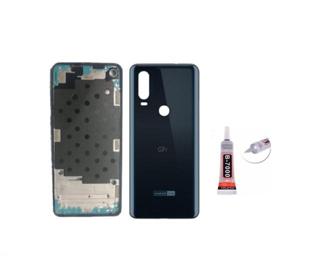 Imagem de Aro Chassis Motorola Moto One Action Azul escuro + Tampa Traseira e Cola