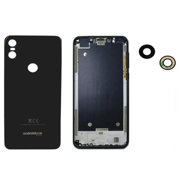 Imagem de Aro Chassis Motorola Moto One Preto + Tampa Traseira Preta e Lente