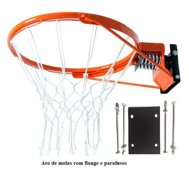 Aro De Basquete Oficial Retrátil Com Molas, Rede, Flange e Parafusos Menor preço em Aro De Basquete Oficial Retrátil Com Molas, Rede, Flange e Parafusos