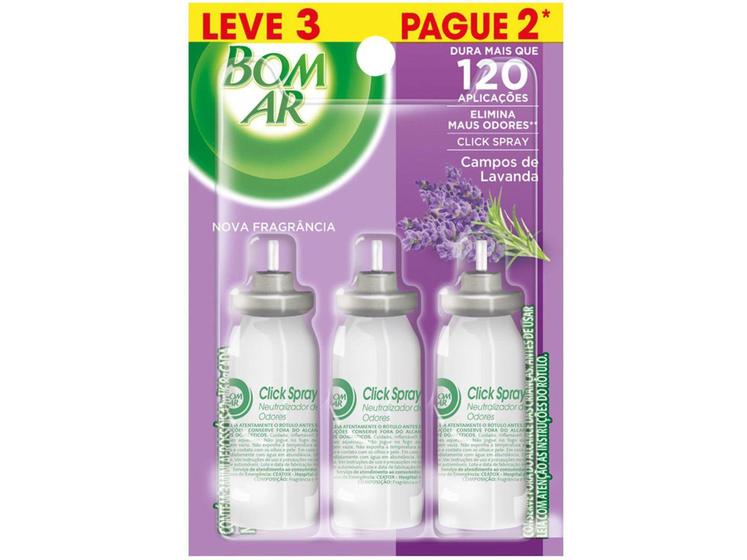 Aromatizador de Ambiente Bom Ar - Click Spray Campos de Lavanda 3 Unidades Menor preço em Aromatizador de Ambiente Bom Ar - Click Spray Campos de Lavanda 3 Unidades