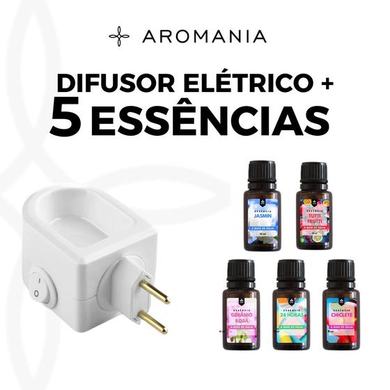 Imagem de Aromatizador Difusor Elétrico Aromaterapia + 5 Essências 15ml - Personalize Seu Kit