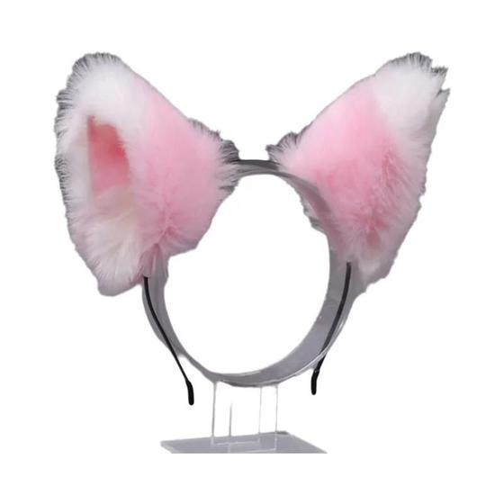 Imagem de Aros de Cabelo com Orelhas de Raposa e Gato - Faixa de Cabelo de Pele Sintética para Meninas