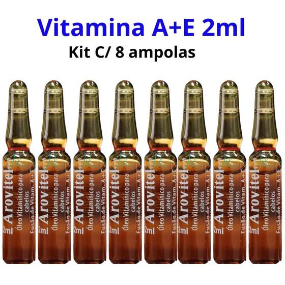 Imagem de Arovitel Vitamina A+E 2 Ml Kit C/ 8 Ampolas - Fortalecimento Capilar