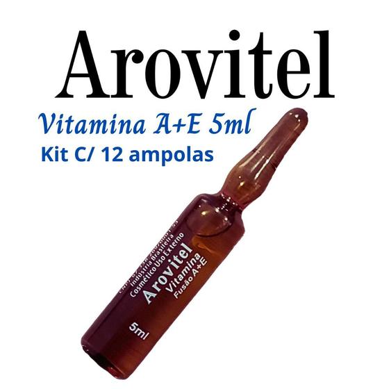 Imagem de Arovitel Vitamina A+e 5ml - Kit C/ 12 Ampolas Fortalecimento Capilar