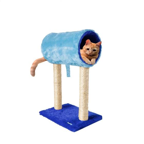 Arranhador com Tubo e Sisal para Gatos 64x40 Caramelo com Azul Mimos de Bichos Menor preço em Arranhador com Tubo e Sisal para Gatos 64x40 Caramelo com Azul Mimos de Bichos