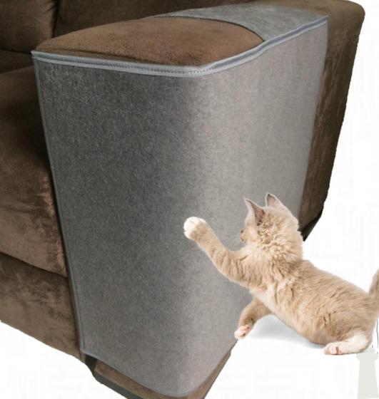 Imagem de Arranhador de gato e protetor de sofá - par - lado direito e esquerdo do sofá - cor Cinza claro
