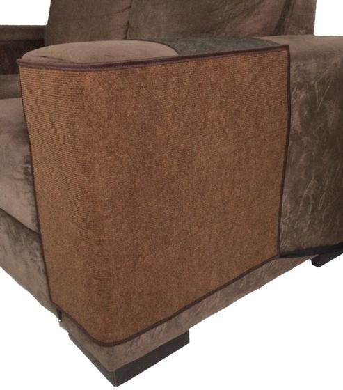 Imagem de Arranhador de gato e protetor de sofá - par - lado direito e esquerdo do sofá - cor marrom