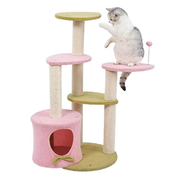 Imagem de Arranhador de Gato Torre Casinha Brinquedo 5 Modos Animais de Estimaçao Pet Felino Macio Escalada Confortavel Aconchegante Macio Casa Petshop