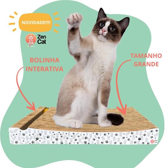 Imagem de Arranhador de Papelão Premium para Gatos Caminha Tamanho Grande com Bolinha 