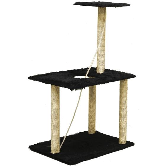 Imagem de Arranhador Duplo Com Corda Sisal Para Gatos 3 Andares Preto