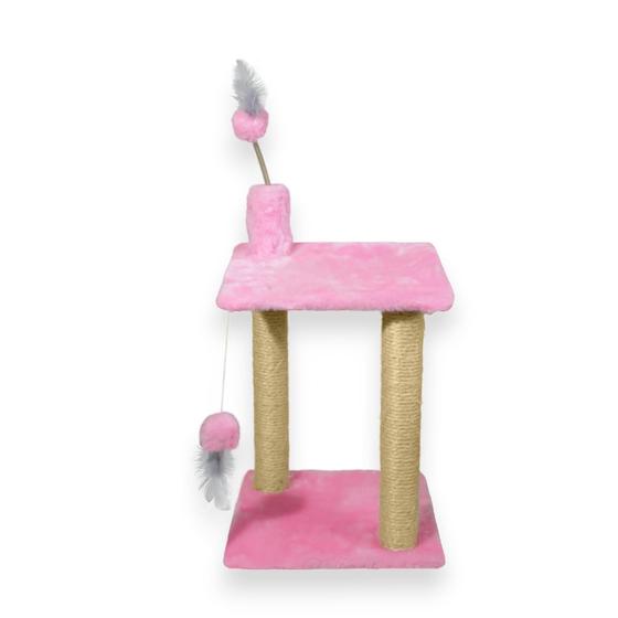 Imagem de Arranhador Para Gato Torre 2 Bases Bola Brinquedo Plataformas Móvel Interativo Durável Pra Pets - MIUPET