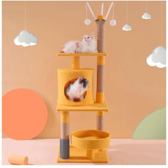 Imagem de Arranhador Para Gatos Árvore de Gatos Pet Multi Níveis Casinha Brinquedo Pet- 1,25m