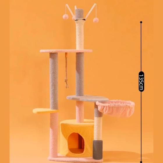 Imagem de Arranhador Para Gatos Árvore de Gatos Pet Multi Níveis Casinha Brinquedo Pet- 1,35m
