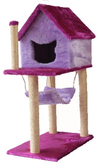 Imagem de Arranhador Para Gatos Casinha E Rede - Roxo Com Lilas