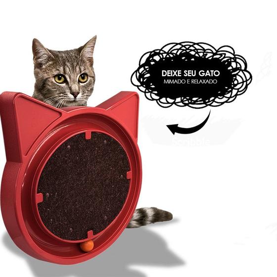 Imagem de Arranhador para Gatos com Bolinha Interativa Antistress Furacão Pet Super Cat Relax Pop- Vermelho