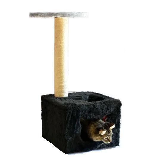 Imagem de Arranhador Para Gatos Com Toca Preto Com Cinza