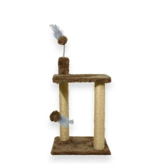 Imagem de Arranhador para Gatos Sisal Plataforma 2 Andares com Brinquedo