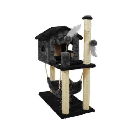 Imagem para Arranhador Sisal Gato Casinha com Rede 2 Brinquedos Bolinhas