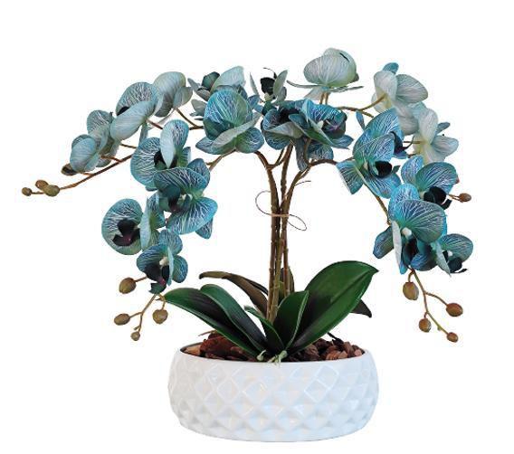 Imagem de Arranjo 4 Orquídeas ul Artificial Vaso Cerâmica Branco