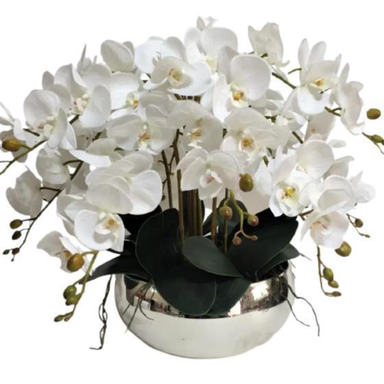 Imagem de Arranjo Artificial 6 Hastes Orquídeas Silicone E Vaso
