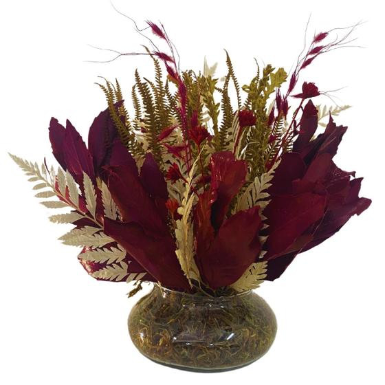 Imagem de  Arranjo Com Flores Desidratadas Para Lavabo Encanto Mix Marsala + Vaso
