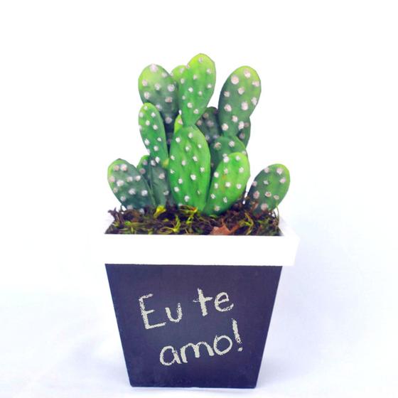 Imagem de Arranjo de Cactos do Deserto em Vaso Lousa