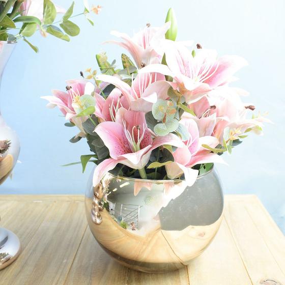 Imagem de Arranjo de Flor Artificial Lírios no Vaso Rose Gold  Formosinha