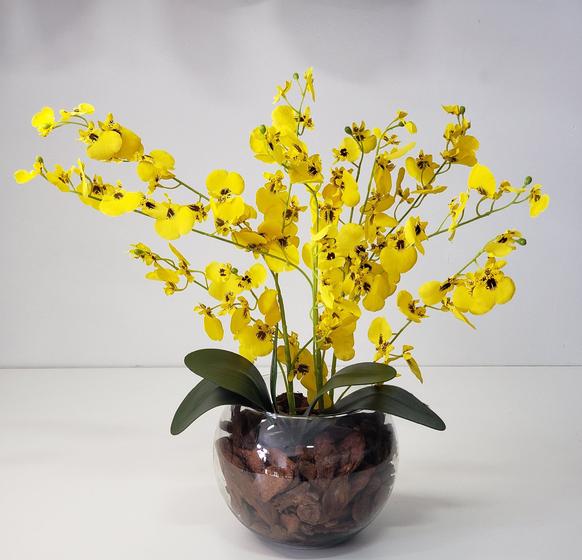 Imagem de Arranjo de Flores Orquídea Artificial Toque Real Com Vaso
