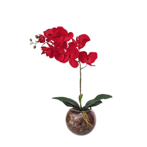 Imagem de Arranjo De Flores Orquídea Artificial Vaso Terrário Elisa