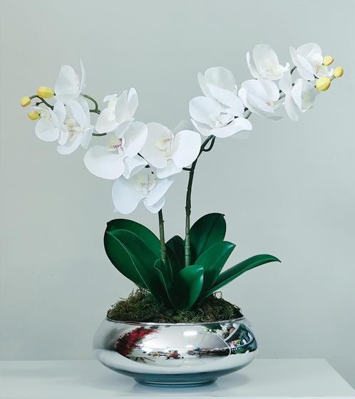 Arranjo de Flores Orquídea Branca Com Vaso Luxo Prata - La Caza Store -  Flores Artificiais - Magazine Luiza