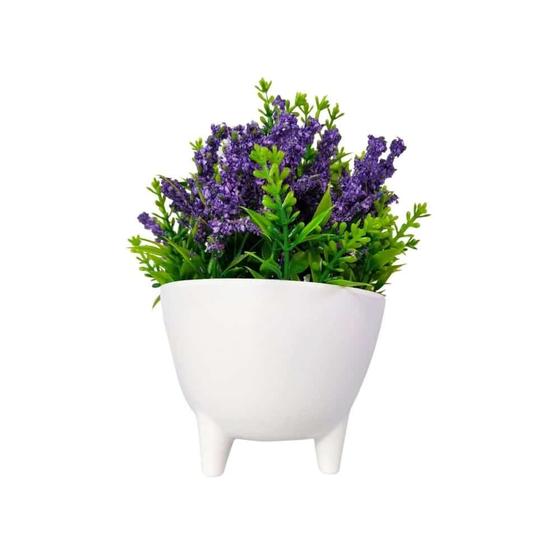 Imagem de Arranjo de Lavanda Artificial com Vaso Cachepot Redondo