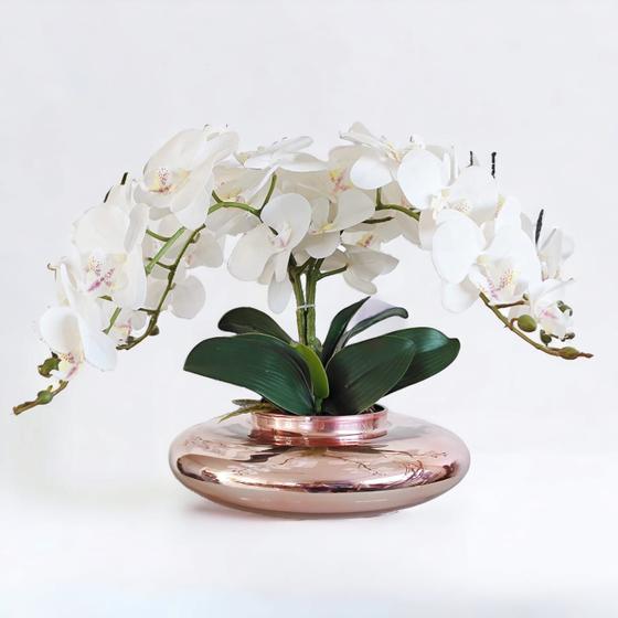 Imagem de Arranjo de Mesa Com 4 Flor de Orquídea Vaso cor Rose