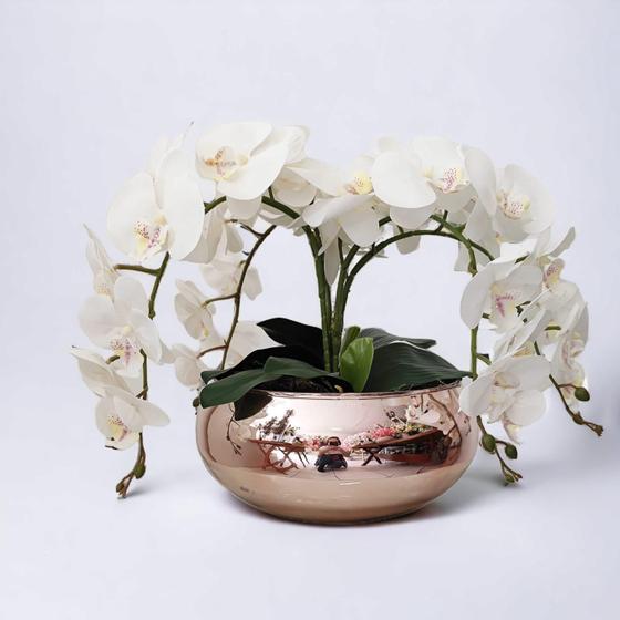 Imagem de Arranjo de Mesa de Orquídeas Brancas no Vaso - 40x50cm