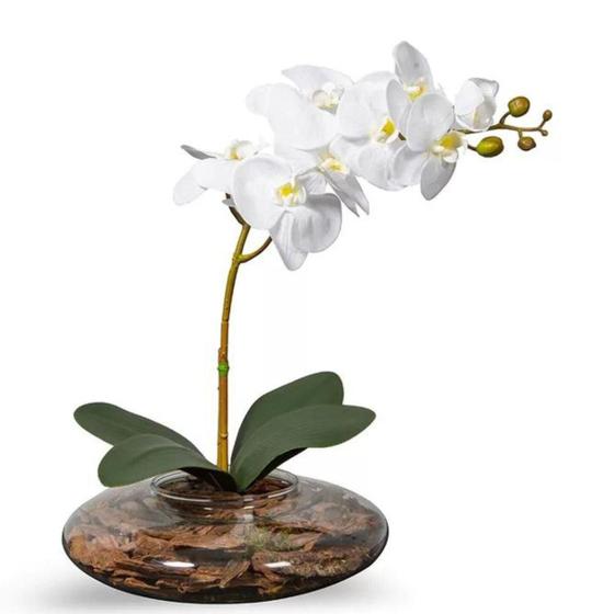 Imagem de Arranjo de Orquídea Artificial Branca Delicada vaso Ikebana