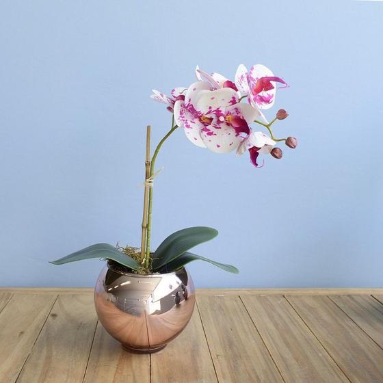 Imagem de Arranjo de Orquídea Artificial Tigre no Vaso Rose Gold P  Formosinha