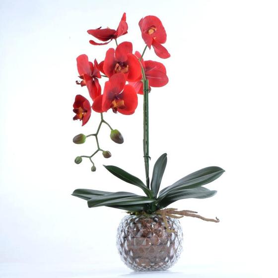 Arranjo de Orquídea Artificial Vermelha em Vaso de Vidro Lucinha - Vila das  Flores - Flores Artificiais - Magazine Luiza