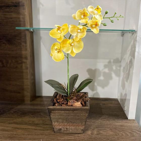 Arranjo de Orquídea Branca Em Vaso de Madeira 30cm - Ollirg Decor - Vasos  para plantas - Magazine Luiza
