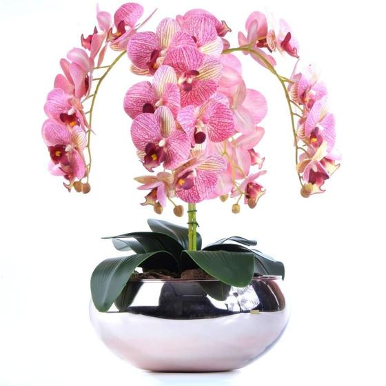Arranjo de Orquídea com Estrias Rosa em Vaso Rose Gold - Vila das Flores -  Flores de Natal - Magazine Luiza
