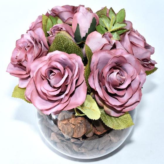 Arranjo de Rosas Artificiais Tons Rosê em Vaso de Vidro - Vila das Flores -  Flores Artificiais - Magazine Luiza