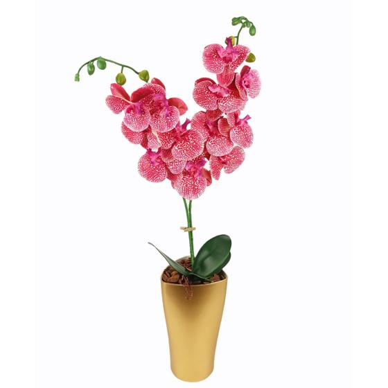 Arranjo DUAS Orquídeas Silicone Artificiais Vaso Dourado Fsc - LylHome - Vasos  para Plantas - Magazine Luiza